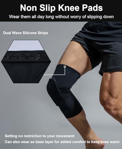 Knee Compression Sleeves - 2 Pack Light EVA Honeycomb - Black, Medium