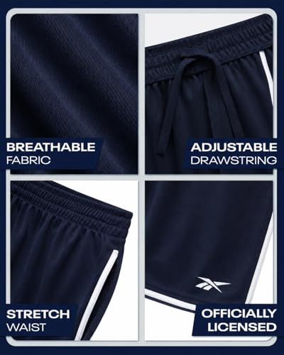 Reebok Boys Breathable Mesh Athletic Shorts 10-12 Navy White Panel 1 or 2 Pack