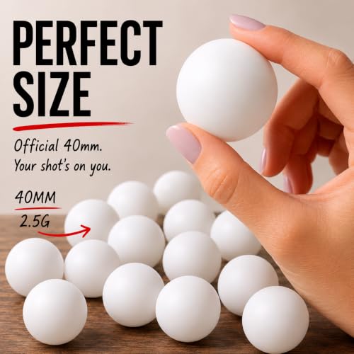 40mm Beer Pong Balls - Durable Seamless White Ping Pong Balls, 12 Pack