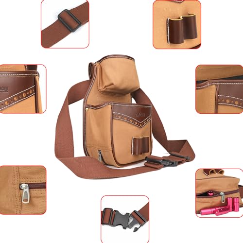 Tourbon Canvas Leather Shotgun Shell Pouch with Box and Adjustable Waist Belt