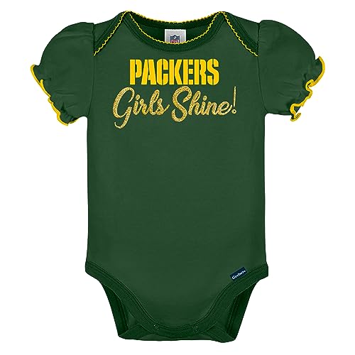 NFL Baby Girls 3-Pack Onesie Bodysuits - Green Bay Packers, 3-6 Months