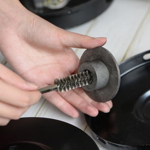 HARFINGTON 5Pcs Bore Brush Brass 8mm Dia Cleaning Twisted Bronze Wire Brush Tube Pipe Cleaner with Handle 1/4 Inch Hex Shank for Tubes, Ports, Bearings