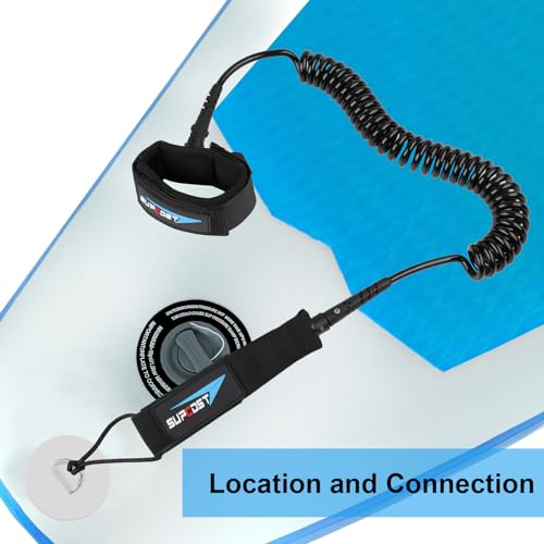 10ft Coiled Paddle Board Leash - Strong Urethane SUP Leash