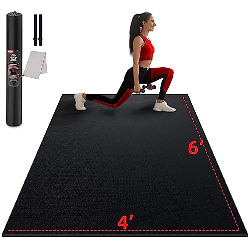 Large Exercise Mat for Home Workouts - 6'x4' Black