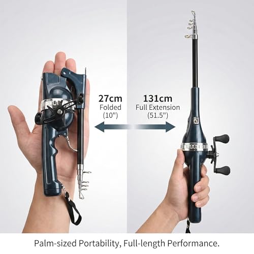 Wloadry Dark Navy Blue Telescopic Fishing Rod and Reel Combo for Beginners & Adults