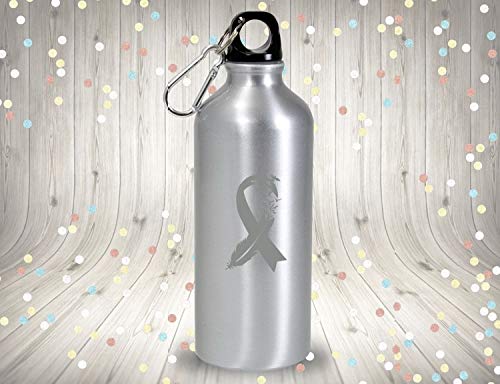 Bird Feather Brain Cancer Ribbon Vinyl Decal - Gray | 2.7 x 4.5 in