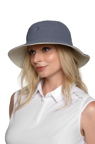 Coolibar Men's Nate Chlorine Resistant Bucket Hat Small-Medium Stone UPF 50+ Sun Protection