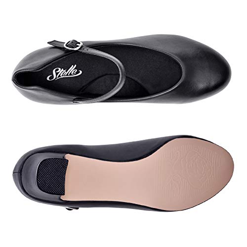 Stelle 2-Inch Black Ankle Strap Character Shoes for Women - Size 7