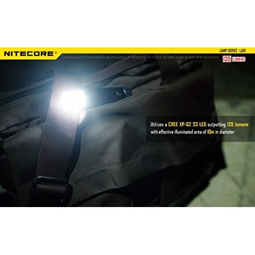 Nitecore LA10 135 Lumen Mini LED Camping Lantern - Compact Lightweight Including AA Battery and LumenTac Battery Organizer
