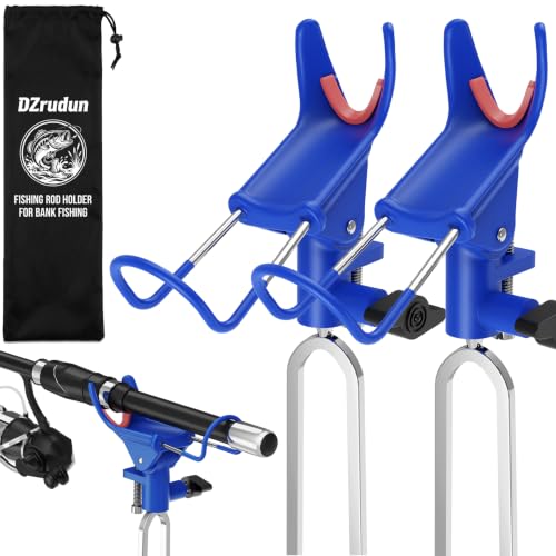 DZrudun 2 Pack Ground Fishing Rod Holders with Adjustable Angles & Long Stake