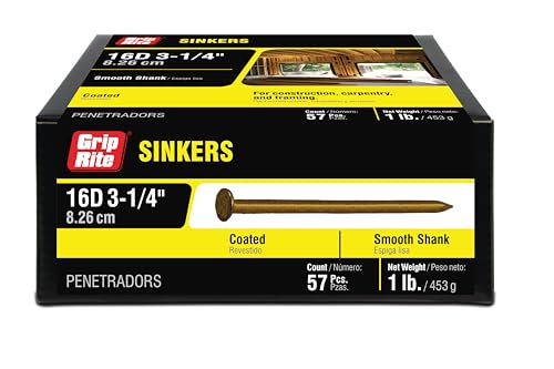 16D Coated Sinker Nails - 3-1/4 Inch, 1 Pound Box