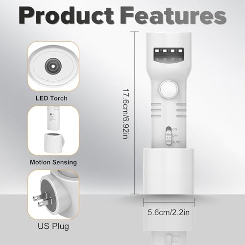 BZHKU Plug-in Emergency Flashlight with Motion Sensor Night Light