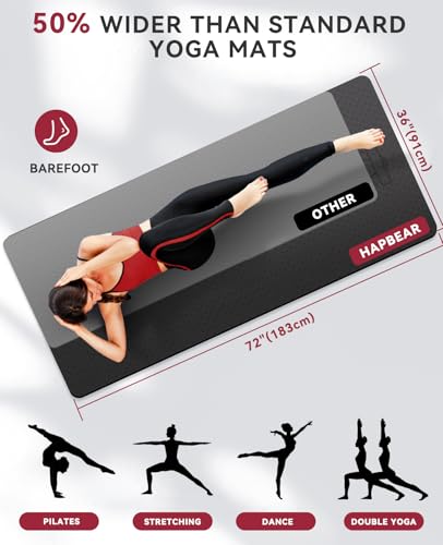 Large Non-Slip Yoga Mat - 72"x36" - Black/Gray Carry Bag