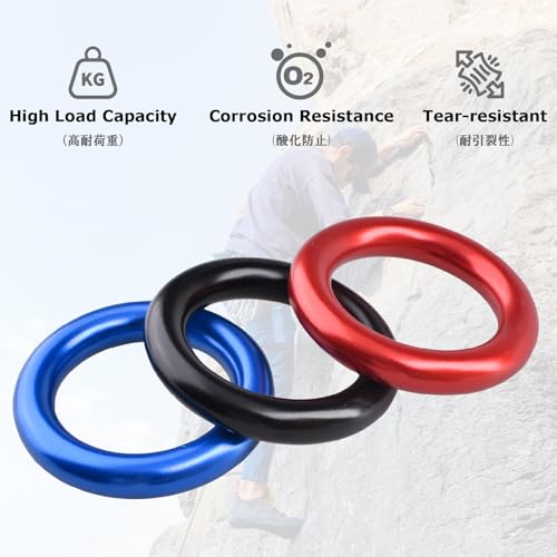 25kN Rappel Ring - Black Aluminum Alloy for Climbing & Rescue