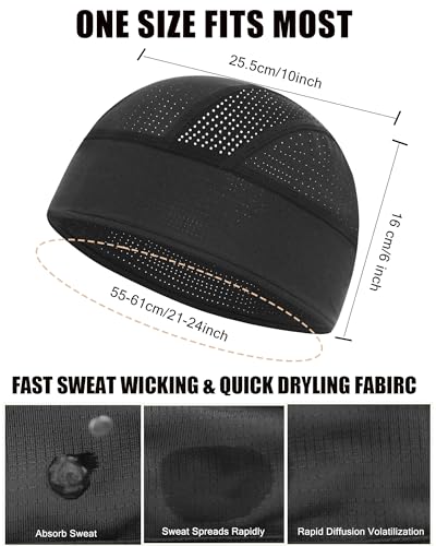 Simapu Breathable Mesh Skull Cap for Motorcycle & Cycling - Black & Navy Blue, Comfortable Helmet Liner