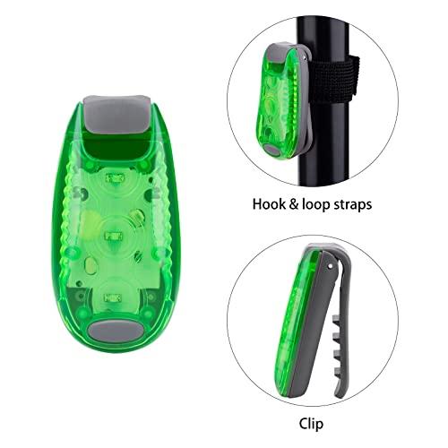Awpeye 12 Pack Green LED Safety Light, Clip-On High-Visibility Running Lights