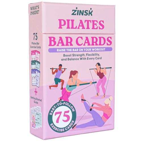 Zinsk 75-Card Pilates Bar Workout Deck for Home Use