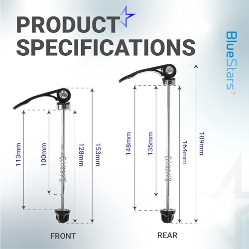 Quick Release Skewers for Mountain & Road Bikes - 1 Pair