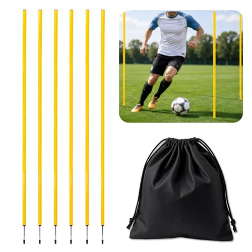 Yellow Adjustable Soccer Agility Poles - 5ft Speed Training Equipment for Football, Basketball, Dogs & Horses