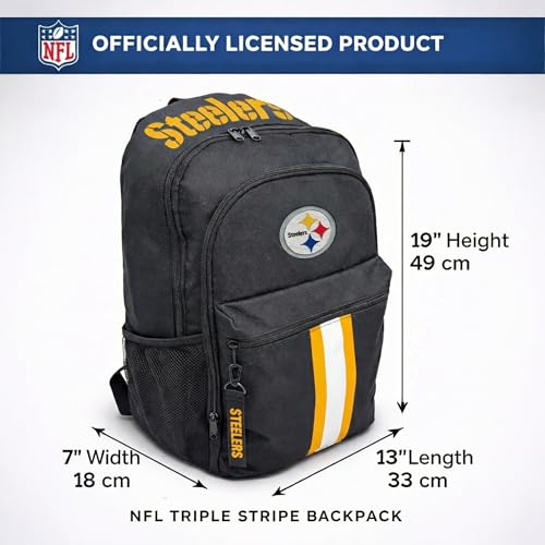 Pittsburgh Steelers Backpack - Triple Stripe Design with Keychain