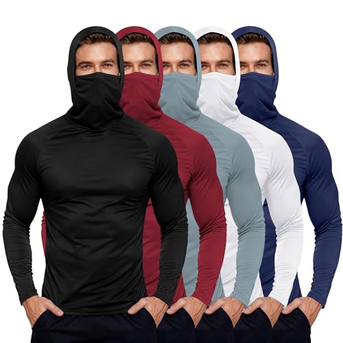 HovSiyla UV Sun Protection Fishing Hoodie 5-Pack - Long Sleeve Rash Guard for Hiking & Outdoor Sports