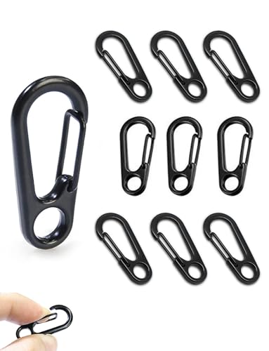 10-Piece Mini Keychain Carabiner Clips - Durable Metal Spring Snap Hooks
