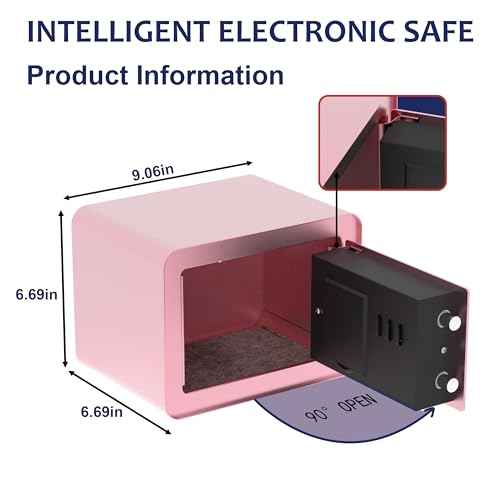 Small Safe Box - Home Safe for Money Jewelry Documents, Solid Lock Box, Mini Security Box with Digital Electronic Security Keypad for Home Office Hotel (Pink)