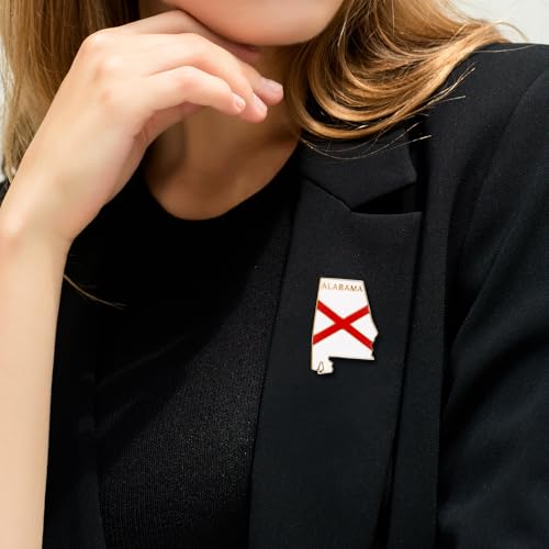Alabama State Shaped Map Enamel Lapel Pin - Metal Brooch