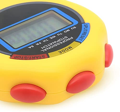 24 Pack Digital Sport Stopwatch Timer with Large Display, Alarm & Date - Yellow - Variation 24
