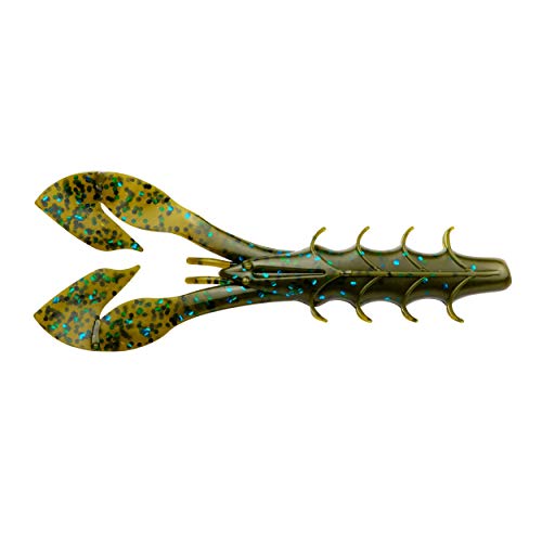 Spine Craw Soft Plastic Bait Fishing Lure - Green Pumpkin Blue Flake, 8 Pack
