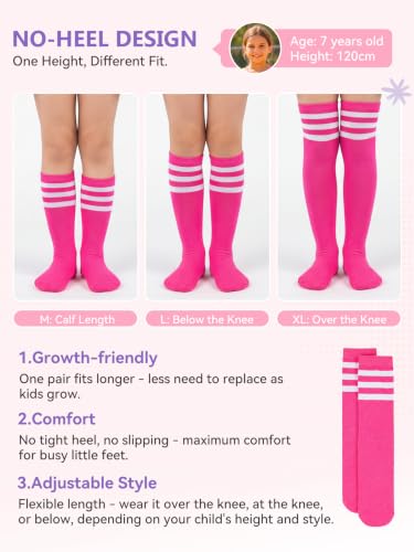 Youth Knee High Athletic Soccer Socks - 2 Pack Black & White (3-6 Years)