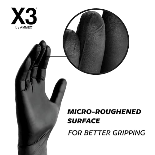X3 Black Nitrile Gloves for cooking Food Prep, Disposable, Latex Free, 3 Mil, Powder-Free, Lightly Textured