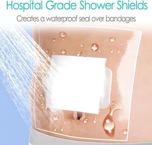 GoToHere 12x15.7 in Waterproof Wound Shower Cover - Non-Stick Bandage Protector (Pack of 7, with Pad)