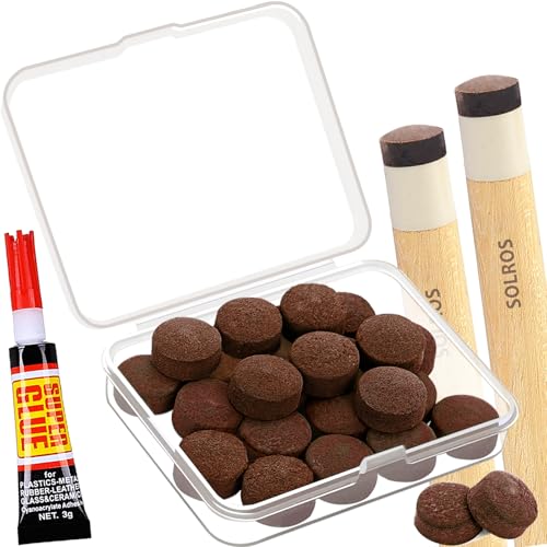 11MM Billiard Cue Tips Replacement Kit with Glue - Brown