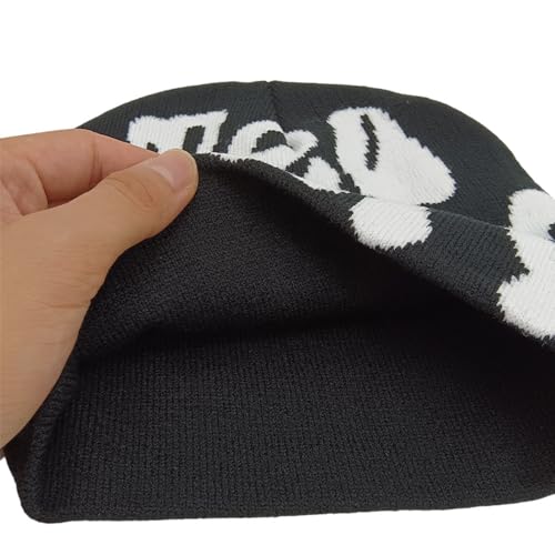 Y2K Beanie Hat - Medium Black Streetwear for Women & Men