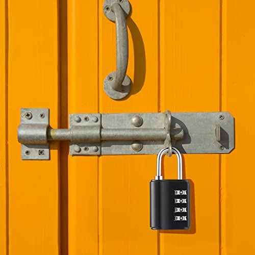 Kenning 10 Pcs Combination Padlock 4 Digit Combination Lock with Keys Locker Resetable Security Outdoor Waterproof Gate Lock for School Sports Gym Locker Employee Fence Case (Silver and Black)
