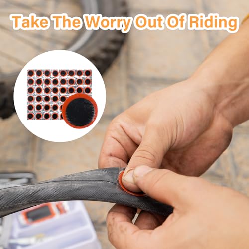 96 Pcs Bicycle Tire Patches - Round & Square Rubber Repair Kit