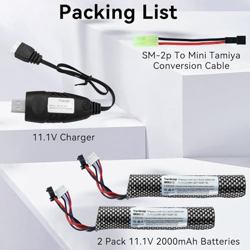 11.1V Rechargeable Battery for Gel Blasters - 2000mAh Pack with Charger