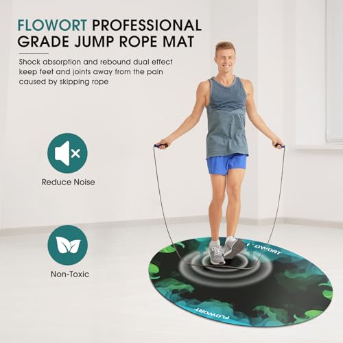 Jump Rope Mat - Large 48"x36" Non-Slip Rubber Mat - Blue & Green