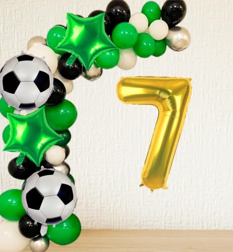 Soccer Balloons 7th Birthday Party Decorations - Gold 7