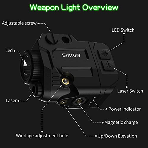 500 Lumen Pistol Light Laser Combo Rechargeable Blue Laser Beam