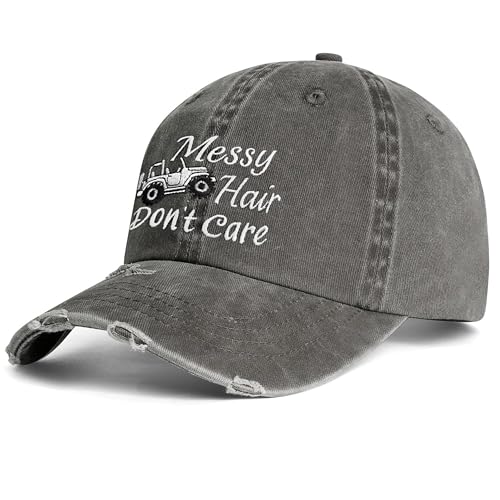 Messy Hair Don't Care Trucker Cap for Women - White Embroidery