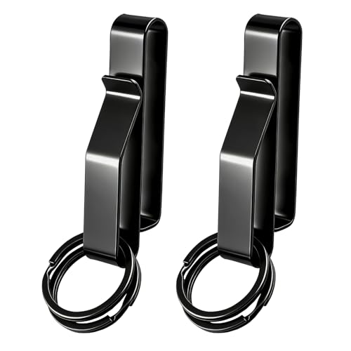 Tactical Molle Key Ring Clip Keychain Holder - Black - 2 Pack