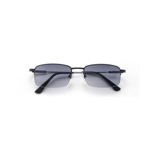 jingyuton Myopia Distance Sunglasses Tinted Gray Men Women Lightweight Classic Half-frame UV Protection Nearsighted Glasses (Black, 4, Diopters)