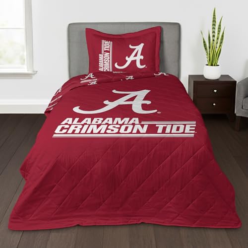 Alabama Crimson Tide NCAA Quilted Throw Blanket Set 60 x 80 in - Official Fan Decor