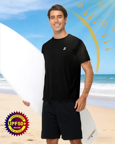 X-Large Men's UPF 50+ Sun Protection Swim Shirt - Quick Dry Rash Guard for Surfing & Beach