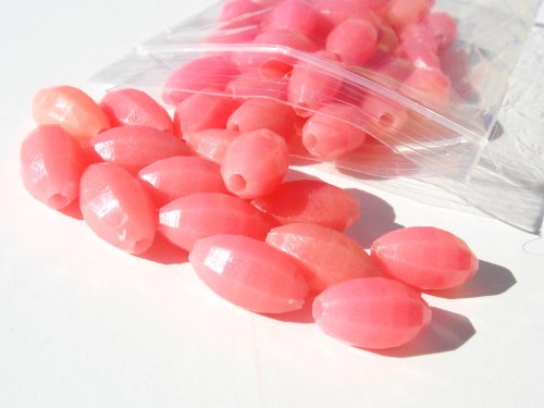 Catch All Tackle Pink Luminous Beads 3/8 x 5/8 in, 50 pcs for Rigging