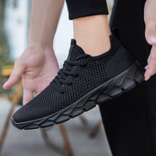 Men's Lightweight All-Black Running Shoes - Gym Tennis Sneakers Size 14.5