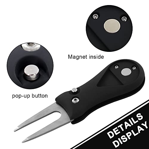 Golf Divot Repair Tool with Ball Marker - Switchblade, Black