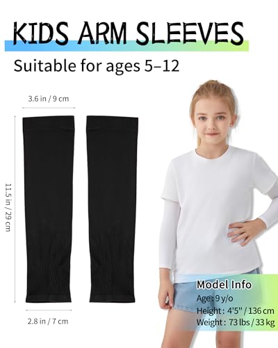 VNLEXMC Kids & Teens Cooling UV Sun Protection Arm Sleeves - Pack of Multiple Colors